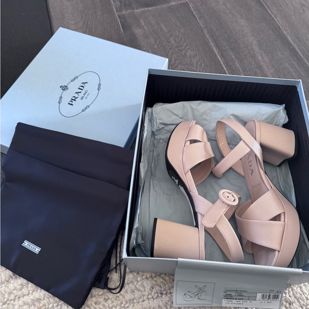 Prada Calzature Donna Leather Platform Sandals 37.5